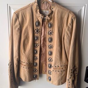Ripple Rebe Tan Studded Leather Jacket
